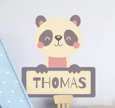 Panda etikett med namn barn sovrum vägg klistermärke - Tenstickers