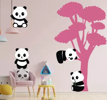 Panda familjeträd klistermärken - Tenstickers