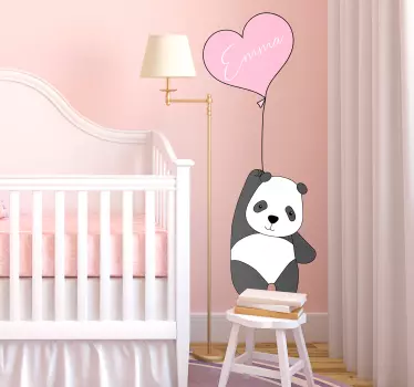 Panda med ballong personlig klistermärke - Tenstickers