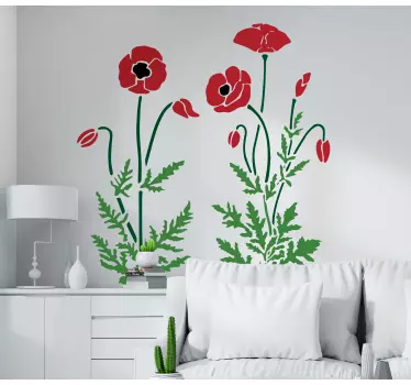 Par vallmo växter blomma vägg inredning - Tenstickers