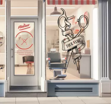 Personlig barbershop logotyp Väggklistermärken skyltfönster - Tenstickers