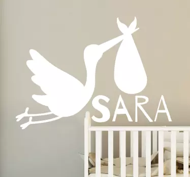 Personligt namn med stork fågel dekal - Tenstickers