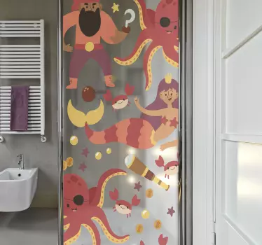 Pirat bläckfisk dusch klistermärke - Tenstickers
