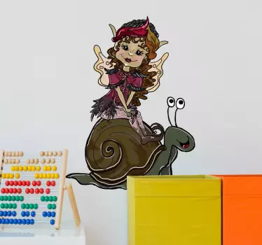 Pixie på snigel klistermärke - Tenstickers