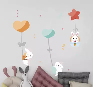 Plantskola med söta kaniner illustration väggkonst - Tenstickers