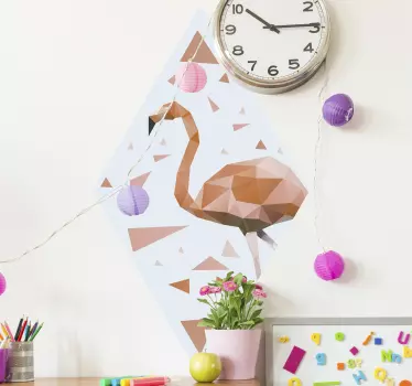 Polygonal flamingoform fågelklistermärke - Tenstickers