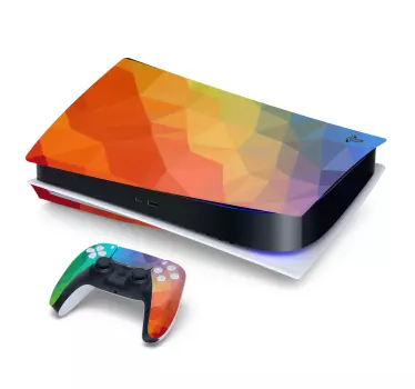 Polygonal rainbow playstation 5 vinyl klistermärke - Tenstickers