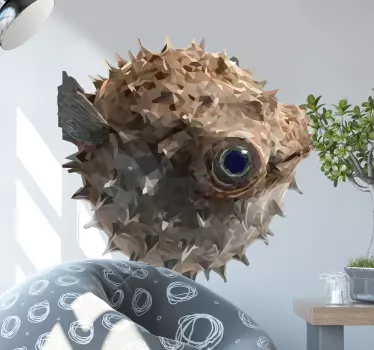 Polygonal ritning puffer fisk väggdekal - Tenstickers