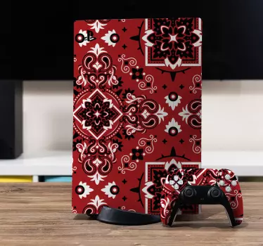 Ps4 klistermärke ornate röd mönster - Tenstickers