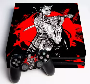 Ps4 klistermärke samuraj katt karaktär - Tenstickers