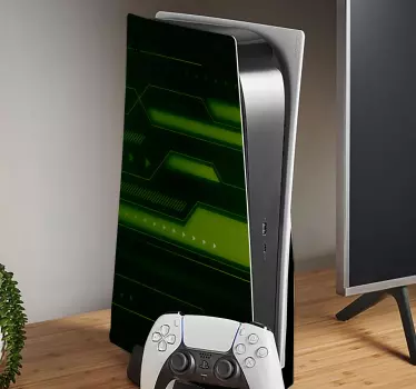 Ps5 klistermärke grön teknik mönster - Tenstickers