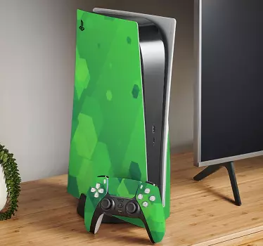 Ps5 klistermärke hexagonalt grönt mönster - Tenstickers