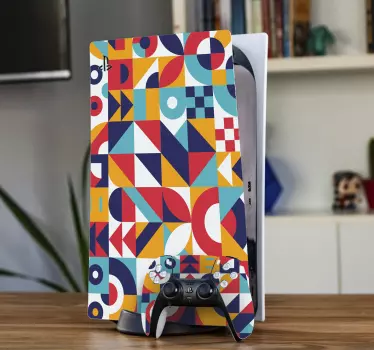 Ps5 klistermärke med livliga geometriska mönster - Tenstickers