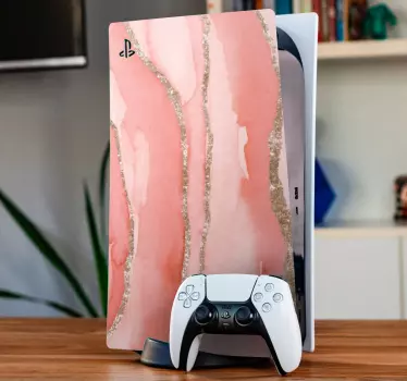 Ps5 klistermärke rosa blommig virvel - Tenstickers