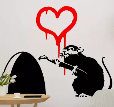 Råtta och ett hjärta banky vinylkonst - Tenstickers