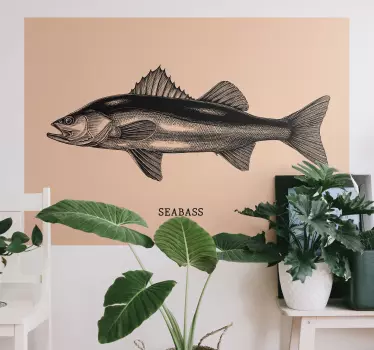 Realistisk seabass hand rita fisk väggdekor - Tenstickers