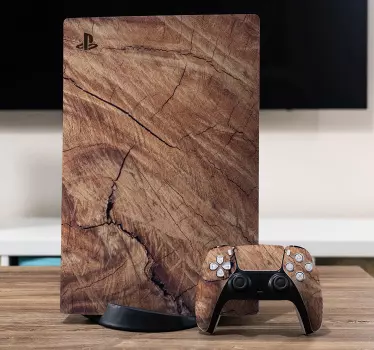 Realistiska trä bakgrund playstation 5 klistermärken - Tenstickers