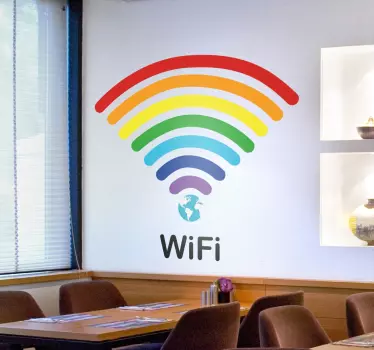 Regnbåge wifi vägg klistermärke - Tenstickers