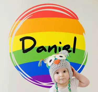 Regnbågscirkel personlig väggdekal - Tenstickers