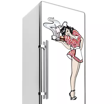 Retro 50-talet servitris klistermärke - Tenstickers