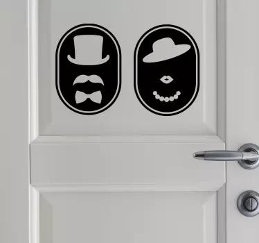 Retro wc glasdörrklistermärke - Tenstickers