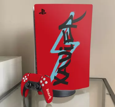Röd grafisk design ps5 klistermärke - Tenstickers