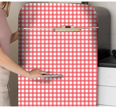 Röd rutig dekoration kylskåp dekal - Tenstickers