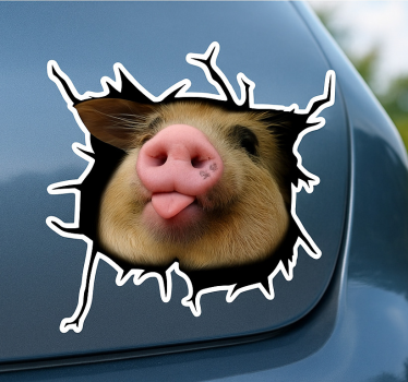 Bil klistermärke rolig gris 3d - Tenstickers
