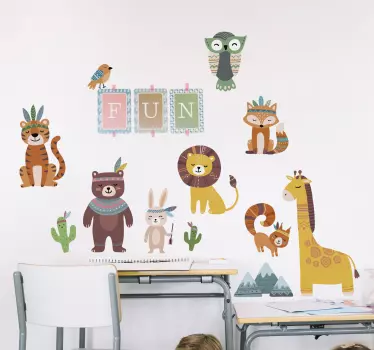 Roliga stamdjur illustration väggkonst - Tenstickers