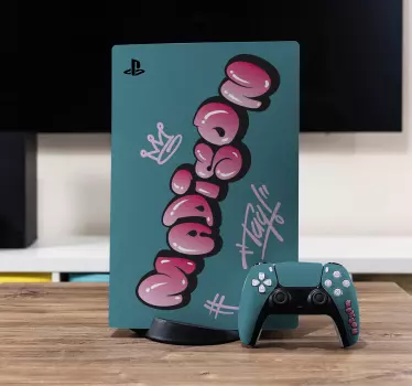 Rosa cool bokstäver graffiti playstation 5 dekal - Tenstickers