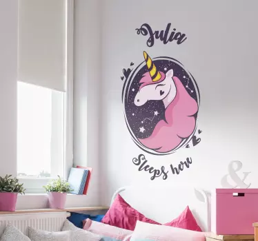 Rosa enhörning med fantasidekor - Tenstickers