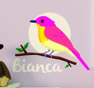 Rosa fågel dekal - Tenstickers
