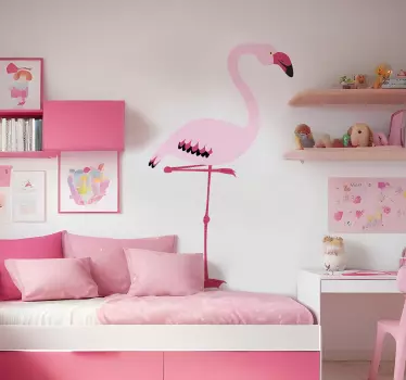 Rosa flamingo vägg konstdekal - Tenstickers