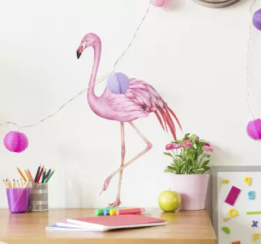 Rosa flamingo vattenfärg dekal - Tenstickers