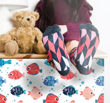 Rosa och blå fisk dekaler för möbler - Tenstickers