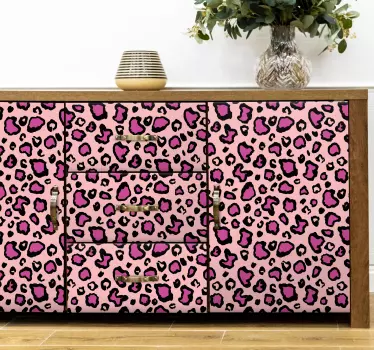 Rosa och svarta klassiska leopardoimitationer för möbler - Tenstickers