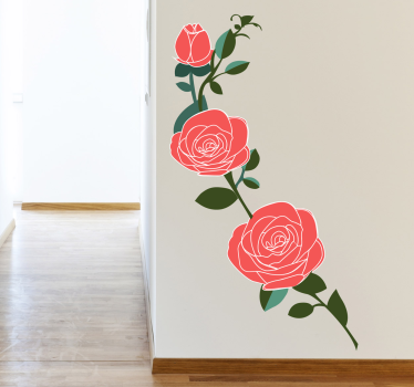 Rosa rosor gren väggdekor - Tenstickers