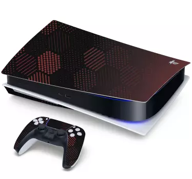 Röd hexagonfade ps5 dekal - Tenstickers