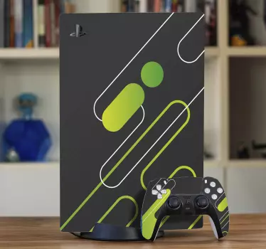 Rundade gröna och svarta former bakgrund playstation dekal - Tenstickers