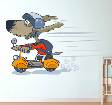 Scooter dog kids wall sticker - Tenstickers