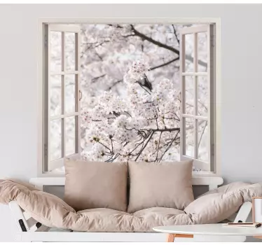 Sikter 3d till en dekor för vägg för blommor för vårvita träd - Tenstickers