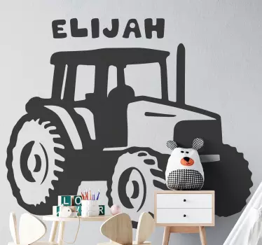 Silhuett modern traktor med namn leksak dekal - Tenstickers