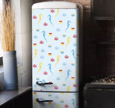 Sjöhäst och korall kylskåp dekaler - Tenstickers