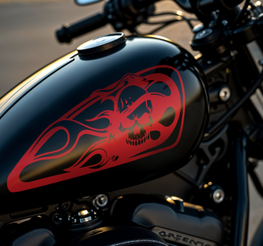 Skalle i eld dekal motorcykel - Tenstickers
