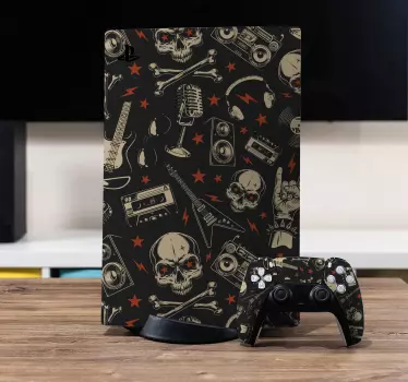 Skalle och musik PS5 klistermärke - Tenstickers