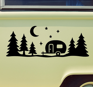 Skog och nattens himmel husvagn klistermärke - Tenstickers
