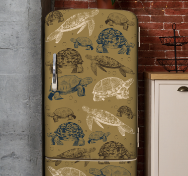 Sköldpaddor beige bakgrund kylskåp wrap dekaler - Tenstickers