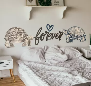Sköldpaddor beige bakgrund sovrum djur väggdekor - Tenstickers