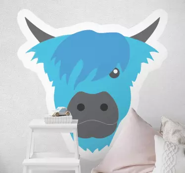Skotsk blå ko gård djur dekal - Tenstickers