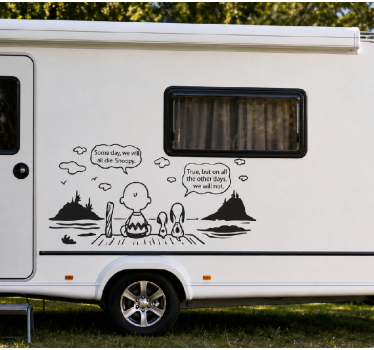 Snoopy och charlie lake husvagn klistermärke - Tenstickers